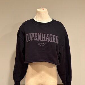 Garage Copenhagen Denmark Raw-Edge Cropped Sweatshirt Size XS